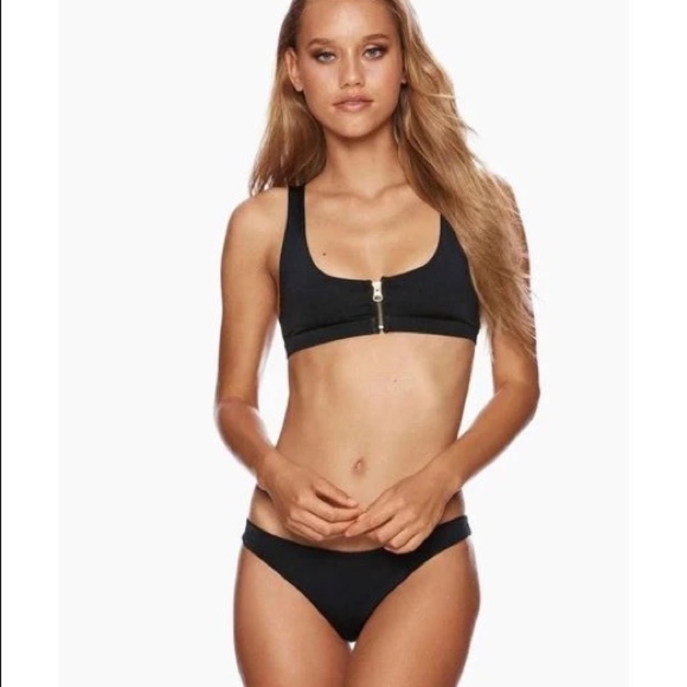 Black Zoey Zipper Front Bralette Bikini
